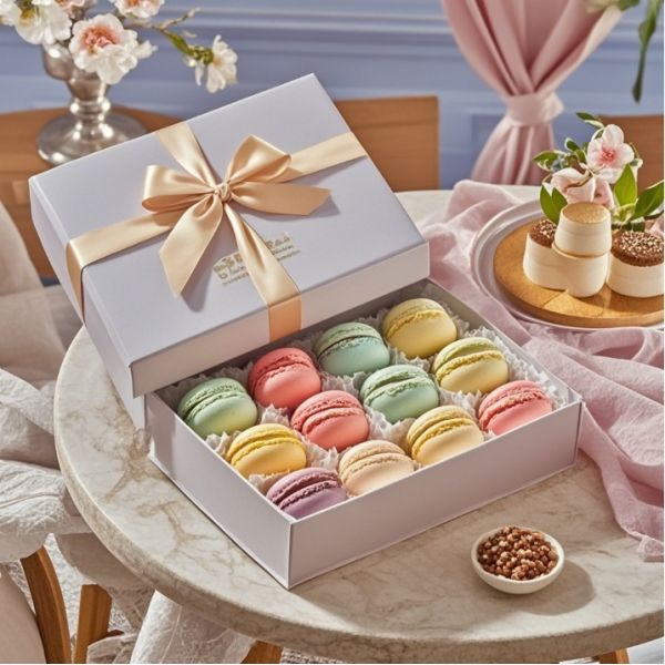 Free design custom logo macaron cookies candy cardboard paper packaging box