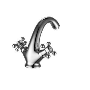 Contemporary Double Handle Deck Mounted Basin Mixer Taps T8662