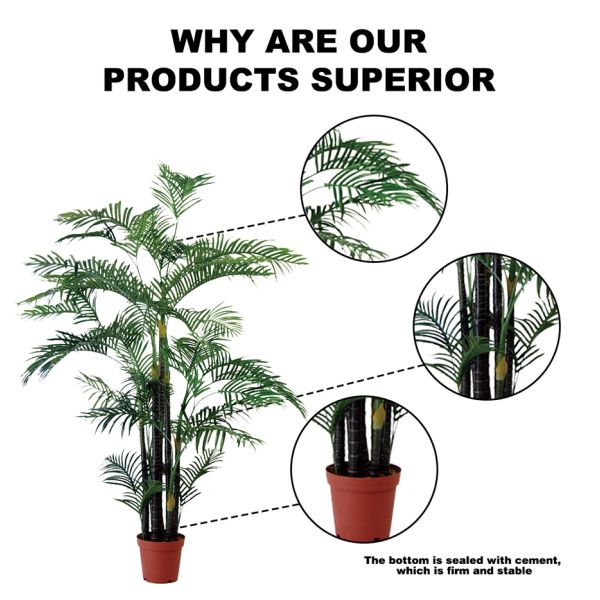 Customized Simulation 140cm Artificial Bamboo Areca Palm For Decoration