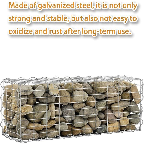 Gabion Mesh Wire Wall Panel, Galvanized Steel Gabion Wall With Covers, Garden Stone Wire Basket Fencing Gabion Mesh Wire Wall with Covers Galvanized