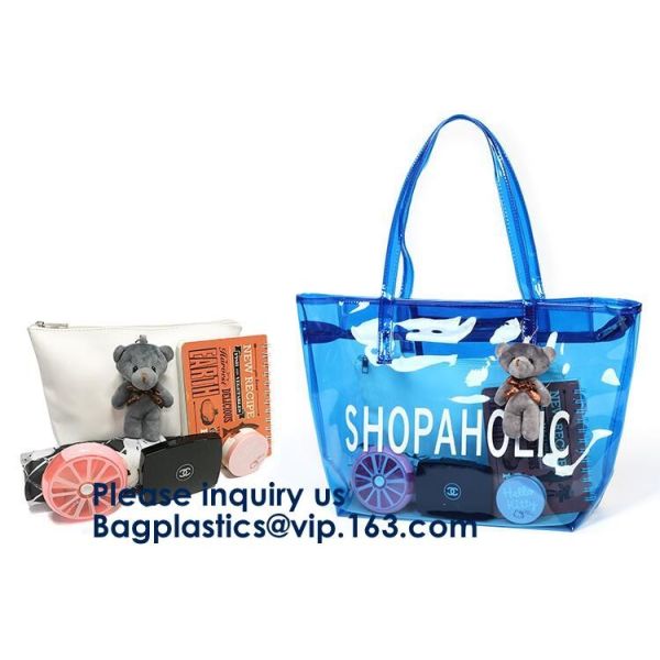 Beautiful Plastic PVC Beach Bag Clear Travel Cosmetic Bags, Fashion Clear PVC Beach Bag, Vinyl Plastic Bag, Envelope Clu