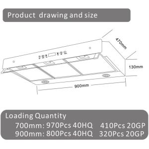 Cooking Appliances SS Material Ventilating Fan Cooker Hood 90cm