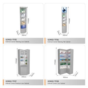 Beauty Store Stand Grey Wooden Laminated Display Cabinet With Light Box For