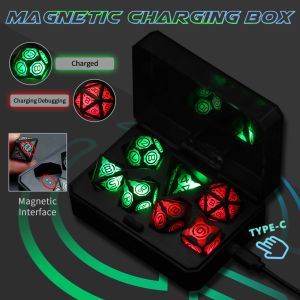 Plastic LED Luminous Dice Rechargeable Football Table Game Multi Faced Dice Set