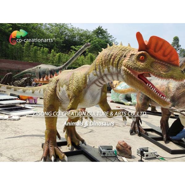 Weatherproof Life Size Animatronic Dinosaurs Animatronic Dilophosaurus 5meters