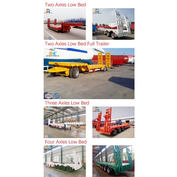 Mechanical Suspension 14 Meters 3 Axles Hydraulic Extendable Lowboy Trailer