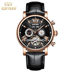 China KINYUED new design automatic men watches movement leather luxury relojes wristwatches on sale