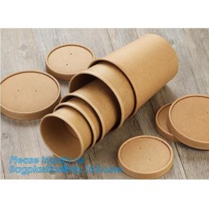 Quality Disposable kraft paper soup cup_Double wall disposable hot coffee kraft paper soup cup_Easy Take away cups lid spoon for sale