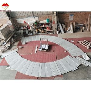 Apartment Indoor White Crystal Marble Arc Staircase with Customized Tread and