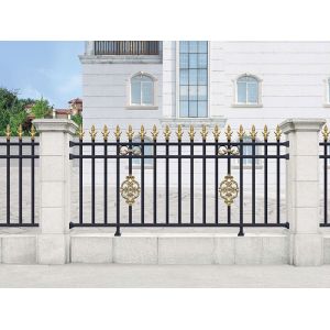 Black Pressed Spear Top Steel Fence , Galvanized Security Picket Fence
