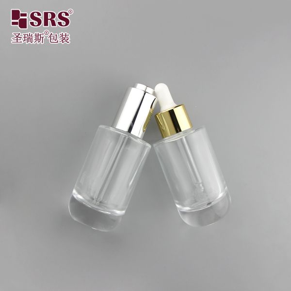 GL024 50ml Luxury Wholesale Customization Mold Glass Bottle With Different Type Dropper Lid For Facial Essence