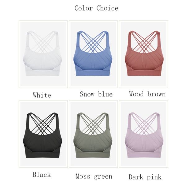 Longline Womens Padded Womens Sports Bra Widened Hem Shockproof Cross Back