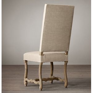 High back clear linen chair french style resturant furniture chair wood carved