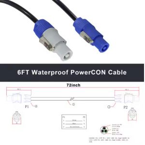15A 250V Flame-Retardant PowerCON-Compatible Industrial Power Supply