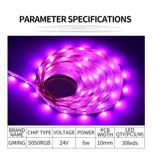 Hydrophilic 6W 30les/M Flexible Rgb Led Strip 10mm PCB
