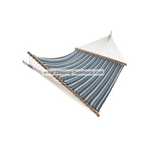 Quality Lightweight Folding Quilted Fabric Hammock , Blue And White Striped Hammock Reversible for sale