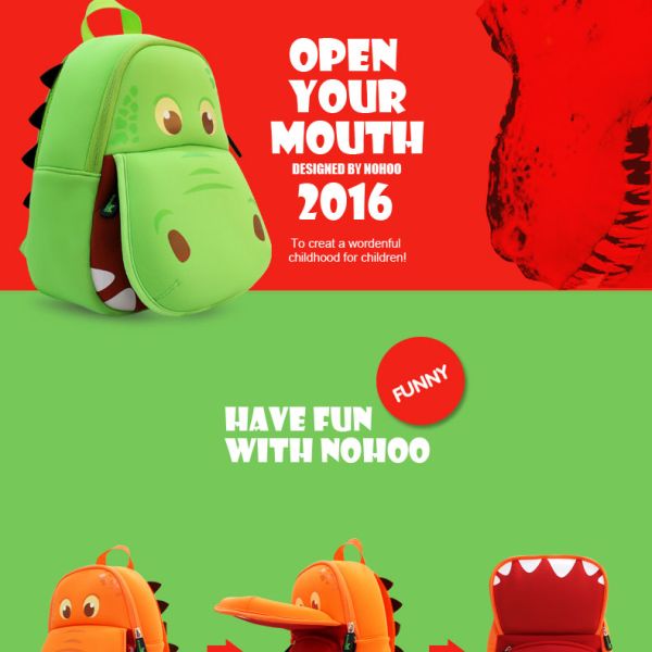 Hippo Style Kids Toddler Backpack For Toddler Boy Green / Orange Color