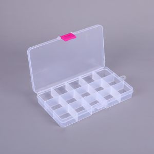 China White 15 Grid Plastic Organizer Box Removable Divider Storage Case on sale