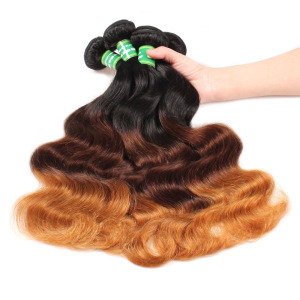 Buy New Arrival Ombre 3 Color  Color Body Wave 100% Human Hair Weft Extensions at wholesale prices