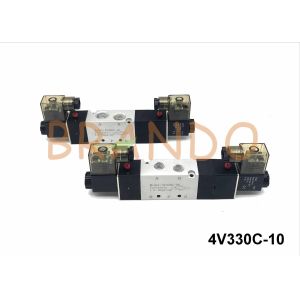 3/8'' Pneumatic Solenoid Valves Two Coils Double Control Automation Components