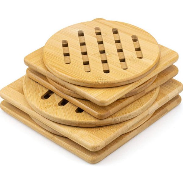 Buy Kitchen Natural Bamboo Trivet Wood Hot Pads Heat Resistant at wholesale prices