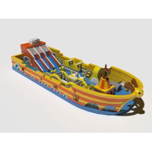 Pirate Ship Inflatable Blow Up Bouncy Castle With Big Slides