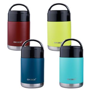 Thermos Vacuum Food Container With Bowl Handheld Stainless Steel Food Jar For