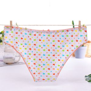 Sanding milk fiber printing young girls thong underwear