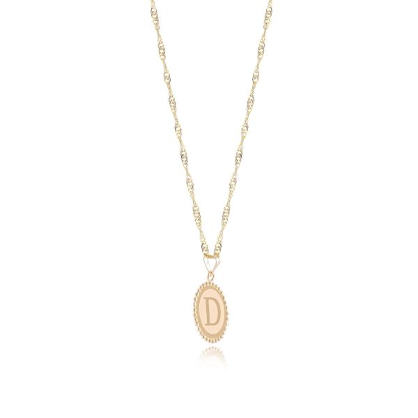 18K Gold ‘D’ Pendant Necklac