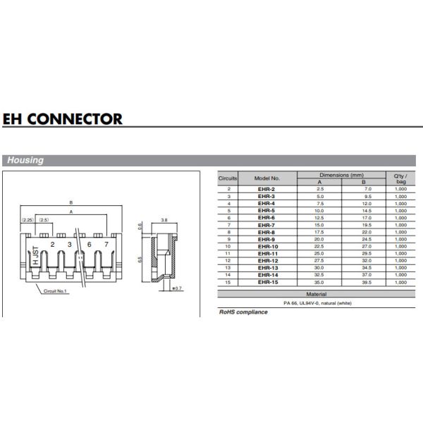 2.5mm Pitch JST EH Connectors Terminal BEH-001T-P0.6 SEH-001T-P0.6