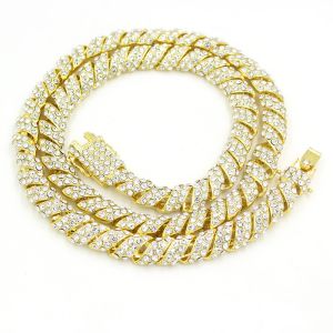 Brand New Men Women Hip Hop Rapper Necklace Gold Plated Rhinestone Iced Out Curb