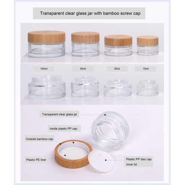 Wood Grain Face Cream Jar 5 10 15 30 50 Ml Empty Cosmetic Packaging Frosted Glass Jar With Water Transfer Wooden Lid