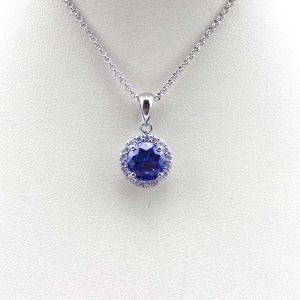 China Women Jewelry 8mm Round Sapphire Cubic Zircon Pendant Necklace (JR055-P) on sale