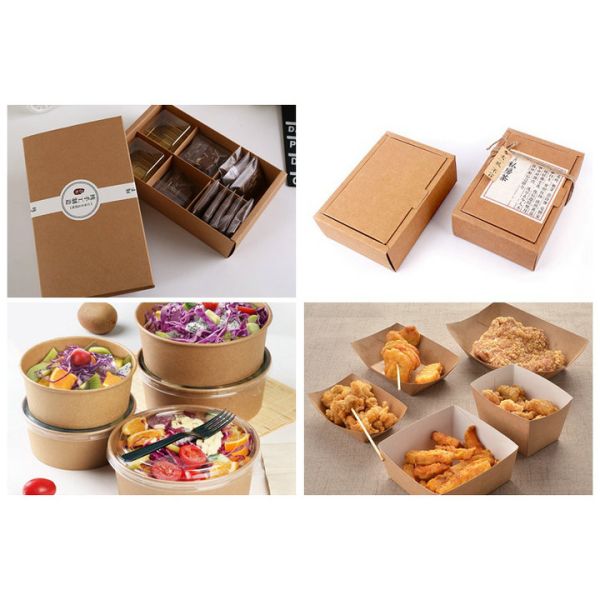 FDA FSC Natural PE Coated Brown Kraft Paper For Street Food Packaging Plate Box