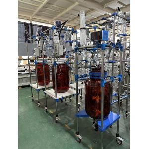 Lab Experiment Borosilicate Glass Chemical Glass Reactor With PLC / Motor / Pump