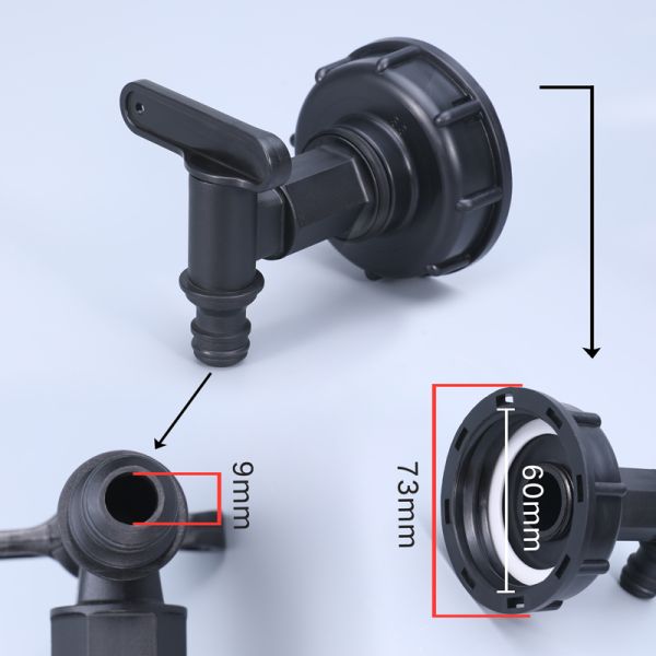 Black UMETASS 2x3 4" Thread Plastic IBC Water Tank Adapter Tap to 1 2" Garden Hose Connector Switch Fittings Set Valve Quick Coupling