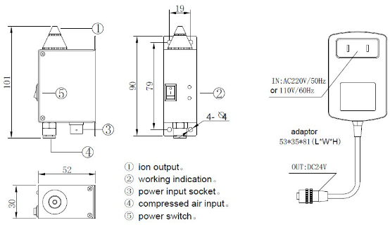 Industry Static Controll Static Removal Air Blow Gun Nozzle For Electronic Euipment