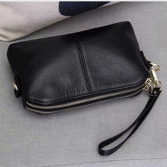 2025 New Fashion Korean-Style Phone Handbag Black PU Leather Shoulder Bag