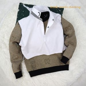 baby sweater Solid color with woven collar popular boys' and girls' tops Knitted