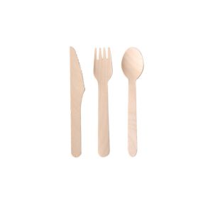 16cm Degradable Wooden Spoon Smooth Disposable Cutlery Set Family Party