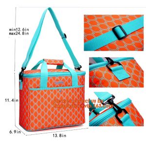 Large Soft Cooler Insulated Picnic Bag for Grocery, Camping, Car, Bright Orange