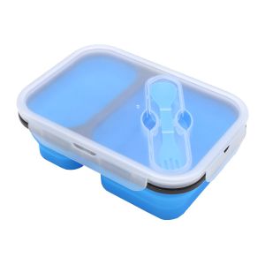 China Collapsible Silicone Bento Food Container Microwavable With 2 Compartments on sale