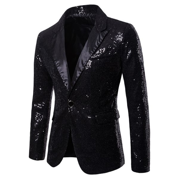 Slim Fit Mens Sequin Jacket Costume For Nightclub Party Popular Elegant Design
