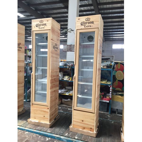 Buy Slim fridge displaying Cooler Wooden case at wholesale prices
