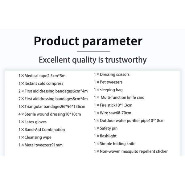 Outdoor Survival Kit with Emergency Medical Supplies Including Water Purification Straws and First Aid Kit Training Tools