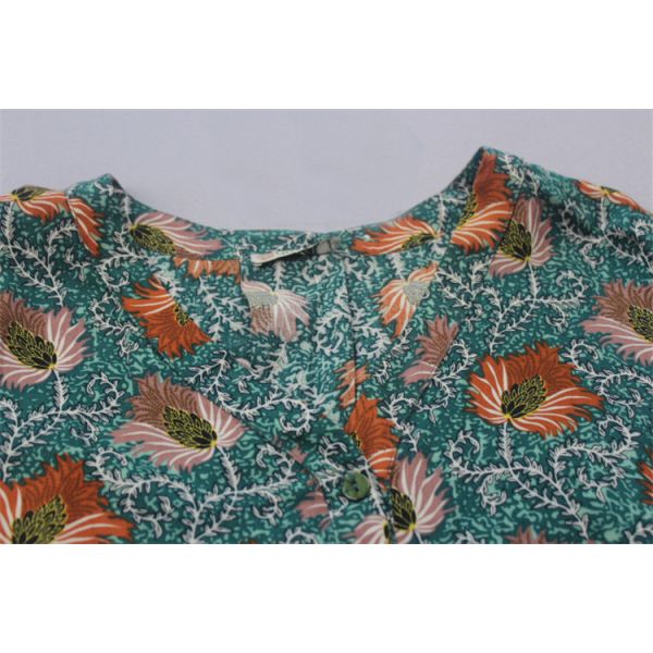 Custom Printed Fashion Ladies Blouse Cotton / Spandex Women'S Clothing Blouses