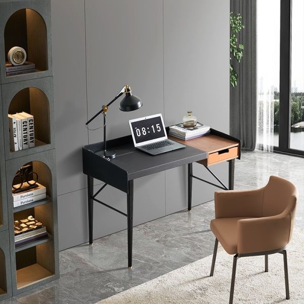 Saddle Leather Minimalist Design Modern Writing Desk Hotel Bedroom Study Table
