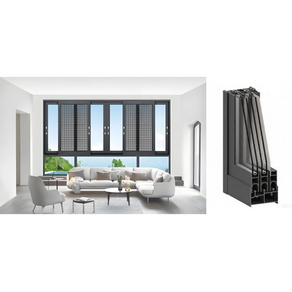 Buy JZ136 Aluminium Powder Coated Sliding Windows White Black Grey at wholesale prices