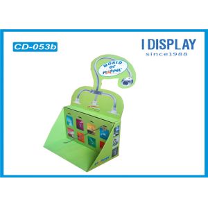 Green Hard Folding Cardboard Counter Display Units / Custom Cardboard Display