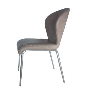 Customized PU Dining Chairs Chrome Plated Legs High Density Sponge